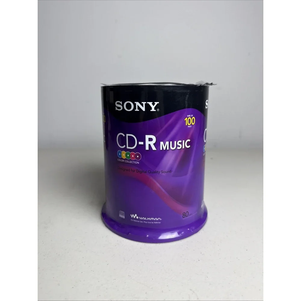 Sony CD-R Music Discs 80 min Color Collection Discs - 100CRM80RSX 100 Count New